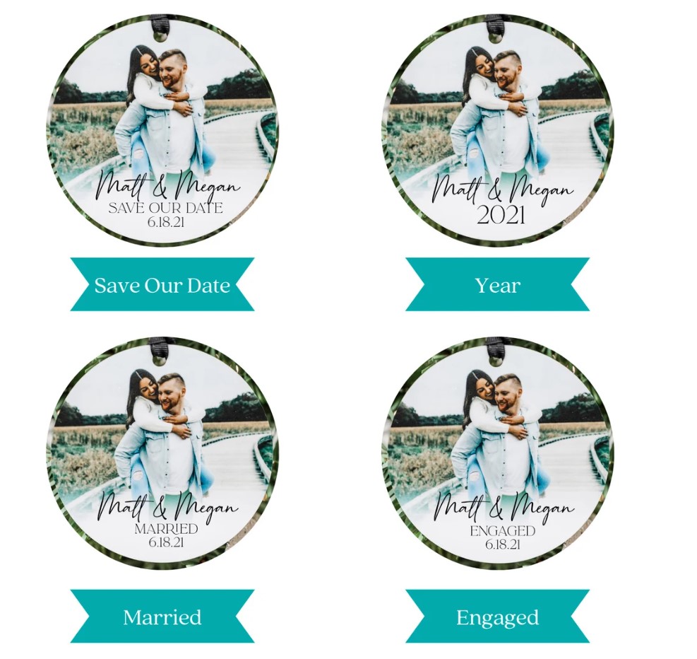 Personalized Couple Christmas Ornament Engagement Ornament Married Ornament Save The Dates Custom Christmas Ornament Photo Ornament